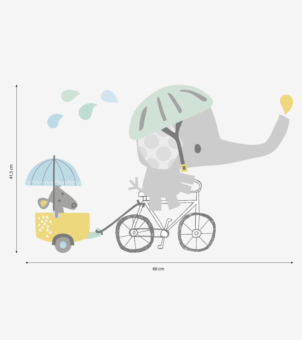 SMILE IT'S RAINING - Stort klistermärke - Elefant på sin cykel
