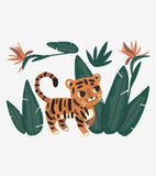 JUNGLE NIGHT - Stor Väggklistermärken - Tiger och djungellövverk