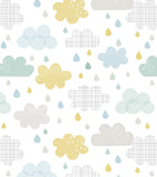 SMILE IT'S RAINING - Bakgrundsbild för barn - Motiv med moln och droppar