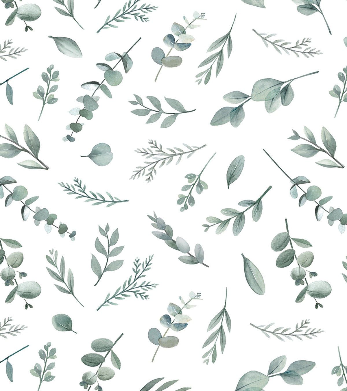 GREENERY - tapet för barn - motiv av eukalyptusblad
