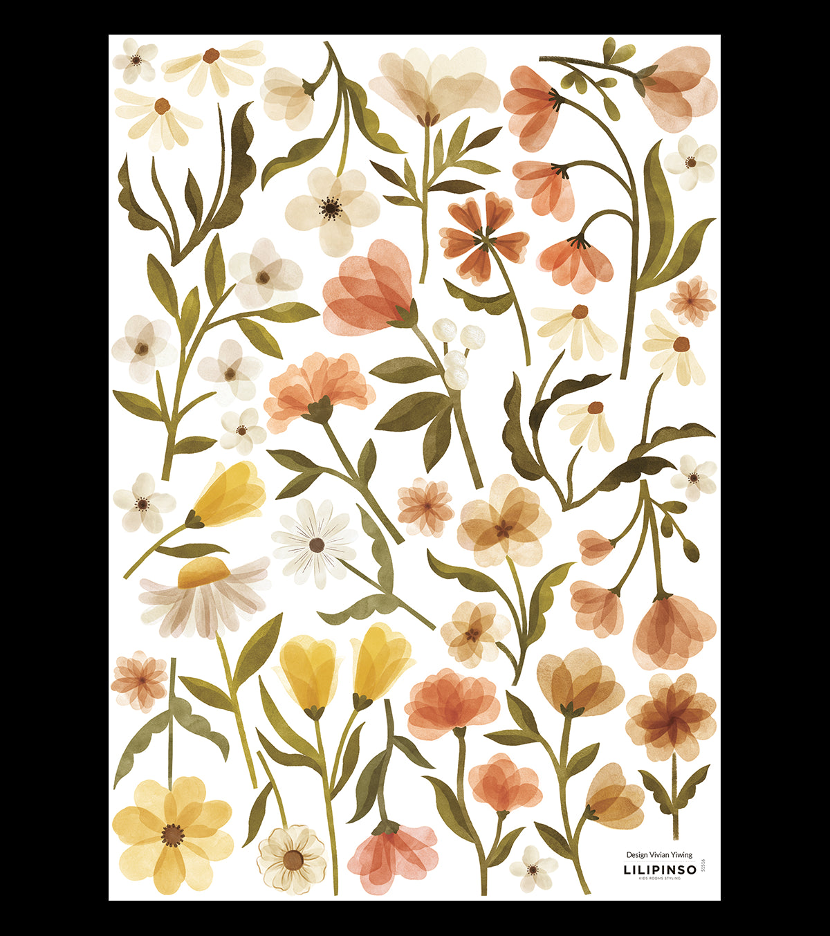 FELIDAE - Väggklistermärken väggmålningar - vintage blommor