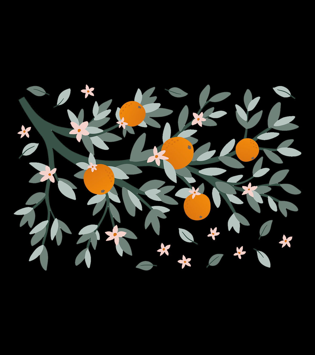 LOUISE - Stort klistermärke - Grenar och apelsiner