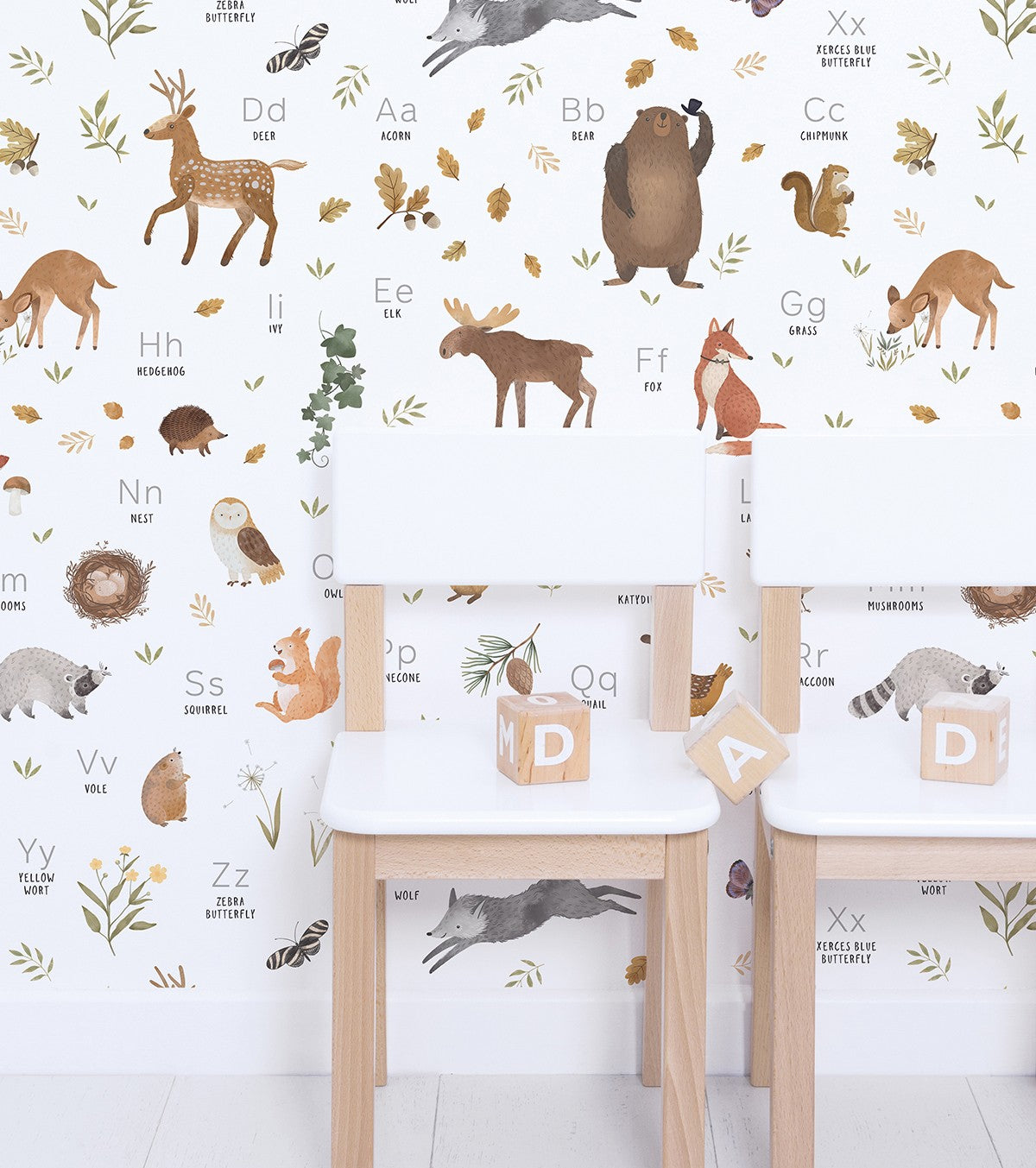 NORWOOD - Tapet för barn - Alfabetiskt mönster från skogen